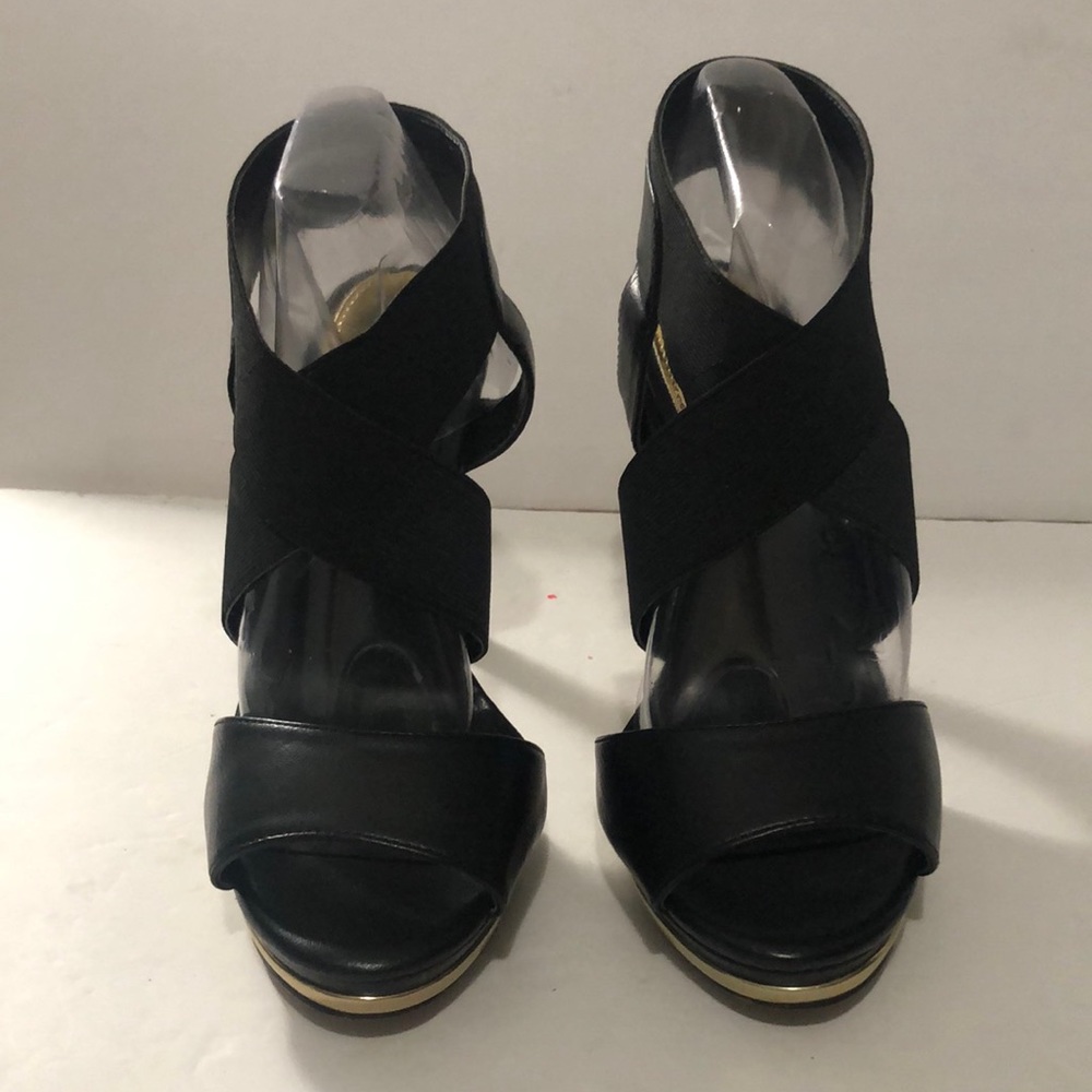 Metaphor Black Open Toe Heels